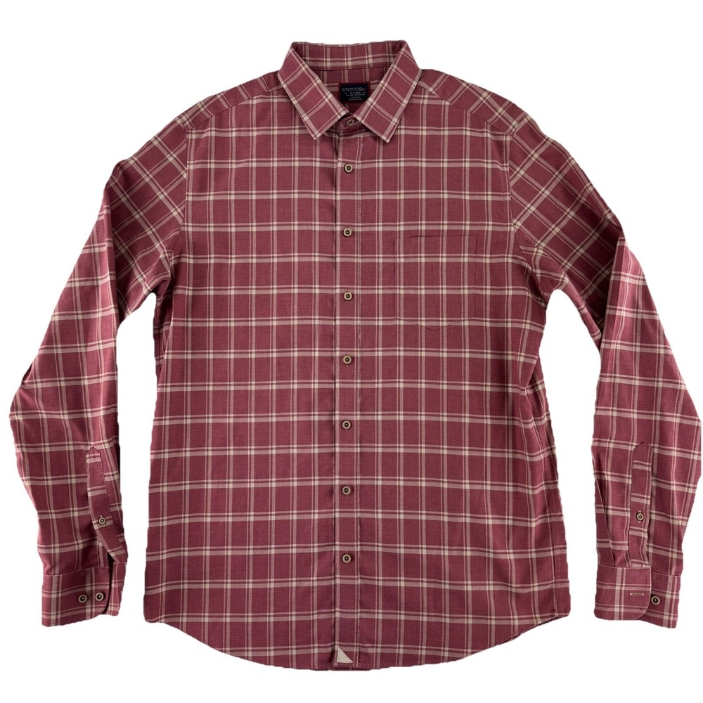 UNTUCKit Wrinkle Free Button Up Shirt Mens XL Tall Slim Red Cotton
